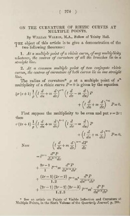 On the curvature of Rhizic curves at multiple points.