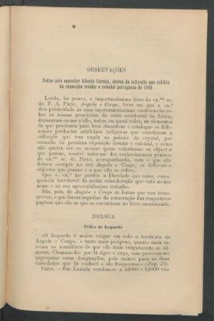 Observações feitas pelo expositor Alberto Correia, ácerca da collecção que exhibiu na exposição insular e colonial portugueza da 1894