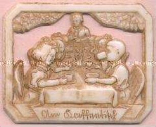 WHW-Abzeichen, Im NSV-Kindergarten: Am Kaffeetisch, Straßensammlung im Gau Kurhessen vom 18. Januar 1942