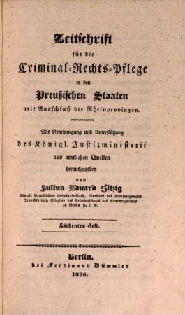 Zeitschrift für die Criminal-Rechts-Pflege in den preussischen Staaten mit Ausschluß der Rheinprovinzen. 4, 4. 1826