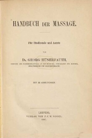 Handbuch der Massage : für Studirende und Aerzte