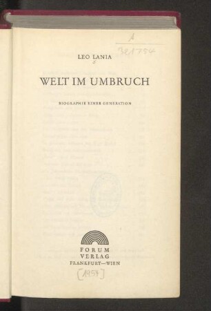 Welt im Umbruch : Biographie einer Generation