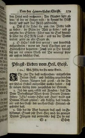 Pfingst-Lieder/ vom Heil. Geist.