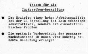 Übersicht: Säverfahren, Einzelkornsaat, Zuckerrübe