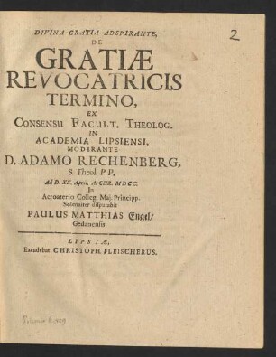 Divina Gratia Adspirante, De Gratiae Revocatricis Termino