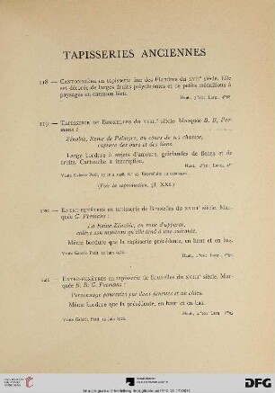 Tapisseries Anciennes (Nr. 118-124)
