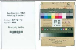 Entnazifizierung Walter Blumberg , geb. 10.07.1898 (Buehnenarbeiter)