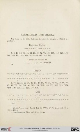 Verzeichnis der Metra