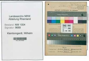 Entnazifizierung Wilhelm Kleinbongardt , geb. 05.10.1901 (Techniker)