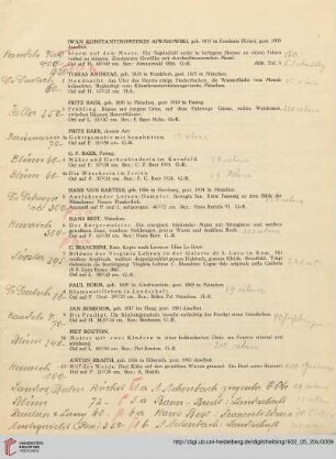 Ölgemälde/Aquarelle und Handzeichnungen des XIX. und XX. Jahrhunderts (Nr. 1-203)