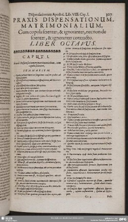 Praxis Dispensationum Matrimonialum, Cum copula scienter, & ignoranter, necnon de scienter, & ignoranter contracto. Liber Octavus