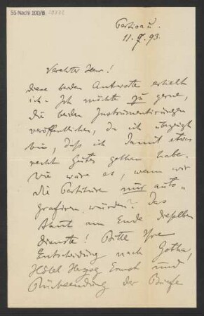 Brief an Ludwig Strecker  und B. Schott's Söhne : 11.07.1893