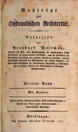 Beiträge zur Hydraulischen Architectur, 3