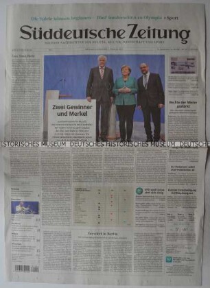Tageszeitung "Süddeutsche Zeitung" mit Titel zur Regierungsbildung in Deutschland