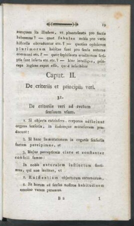 Caput II. De criteriis et principiis veri