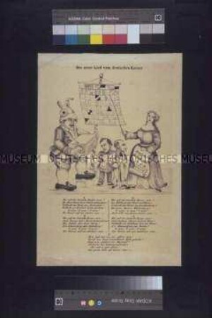 Das neue Lied vom deutschen Kaiser - Karikatur auf den Präsidenten der Frankfurter Nationalversammlung Gagern und den Reichsministerpräsidenten Schmerling mit Bezug auf die Kaiserfrage; undatiert