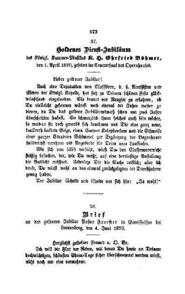 37. Goldenes Dienst-Jubiläum des Königl. Kammer-Musikus K. H. Ehrfried Böhmer
