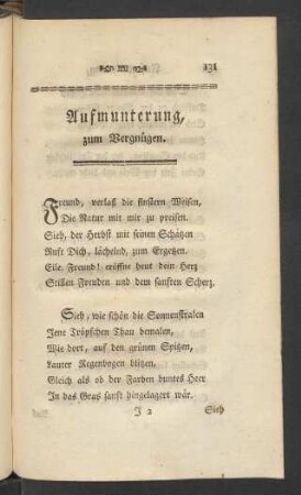 Aufmunterung, zum Vergnügen