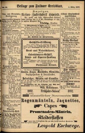 Zweite Ausgabe vom Dienstag, den 08. März 1892.