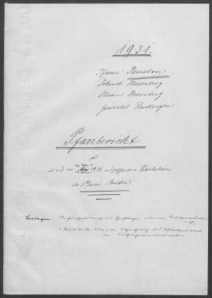 Reusten-Altingen: Pfarrbericht 1931