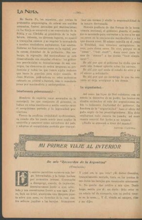 Mi primer viaje al interior : De mis "Recuerdos de la Argentina"