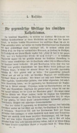1-8 Die gegenwärtige Weltlage des römischen Katholicismus
