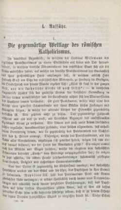 1-8 Die gegenwärtige Weltlage des römischen Katholicismus