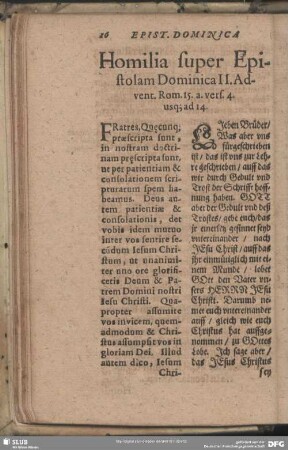 Homilia super Epistolam Dominica II. Adventus