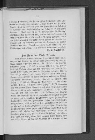 Der Name der Stadt Altona.