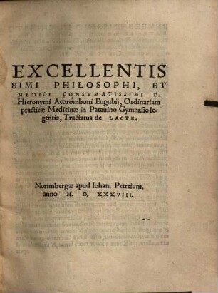 Tractatus de Lacte