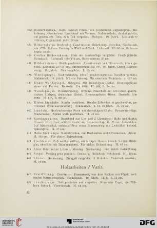 Holzarbeiten / Varia (Nr. 447-470)