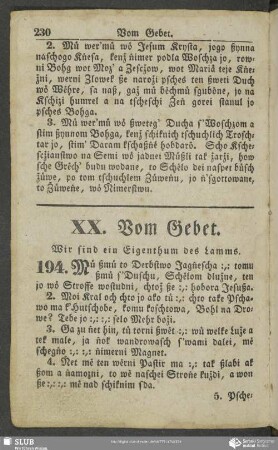 XX. Vom Gebet