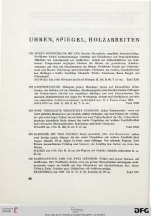 Uhren, Spiegel, Holzarbeiten (Nr. 326-354)
