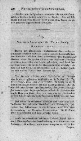 Nachrichten aus St. Petersburg : Januar 1805