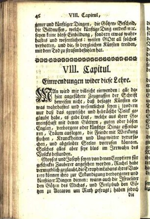 VIII. Capitul. Einwendungen wider diese Lehre.