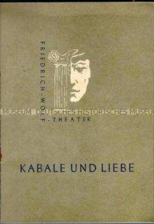 Programmheft für das Stück "Kabale und Liebe" im Rahmen der Schillerehrung 1959 am Friedrich-Wolf-Theater Neustrelitz