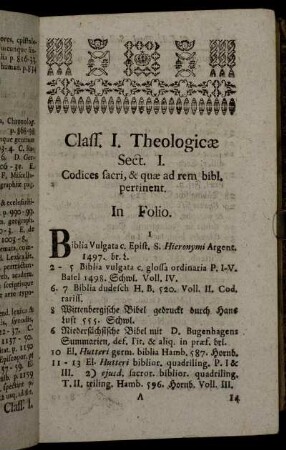 Sect. I. Codices sacri, & quæ ad rem bibl. pertinent.