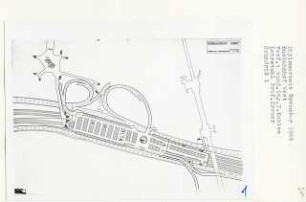Busbahnhof West, Berlin-Westend (Diplomarbeit bei Willy Kreuer): Hotelgarage, Bahnhofsparkplatz, Grundriss Parkebene 0.00, 1:500