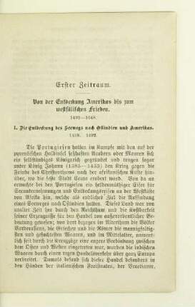 Erster Zeitraum. Von der Entdeckung Amerikas bis zum westfälischen Frieden. 1492 - 1648