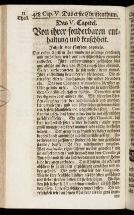 Das V. Capitel. Von ihrer sonderbaren enthaltung und keuschheit.