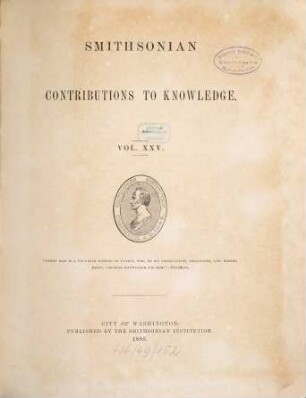 Smithsonian contributions to knowledge. 25. 1885