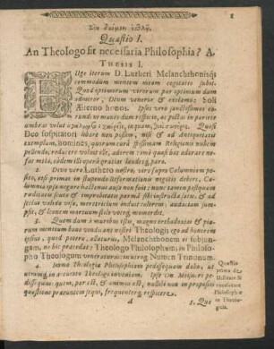 Quaestio I. An Theologo sit necessaria Philosophia? A. Thesis I.