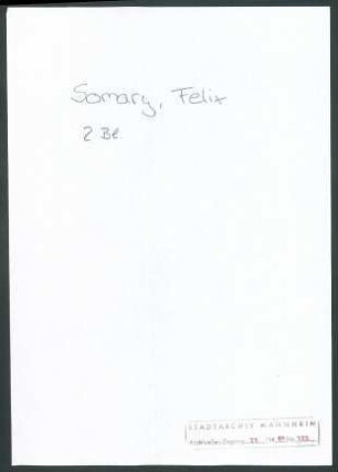Somary, Felix, Berlin [an Wichert]