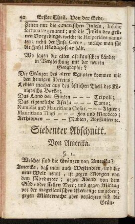 Siebenter Abschnitt. Von Amerika.