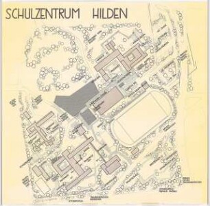 Grünflächen am Schulzentrum, Hilden: Lageplan mit Gehölzplanung
