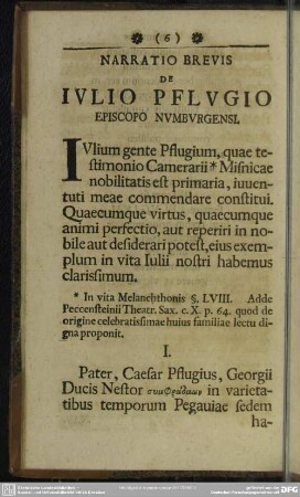 Narratio Brevis De Iulio Pflugio Episcopo Numburgensi
