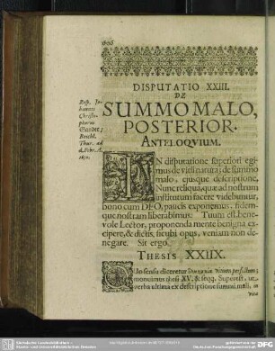 Disputatio XXIII. De Summo Malo, Posterior