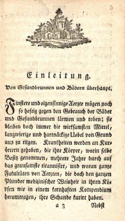 Einleitung. Von Gesundbrunnen und Bädern überhaupt.