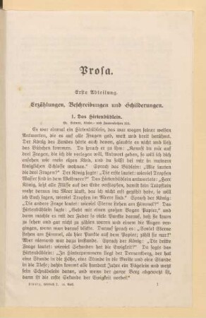 Erste Abteilung. Erzählungen, Beschreibungen und Schilderungen
