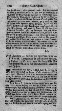 Novum jus controversum. Tom.I.II.